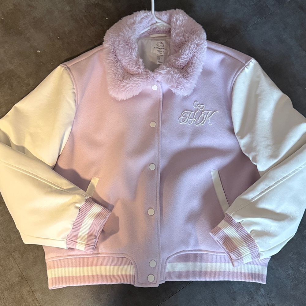 Hello kitty embellished varsity jacket